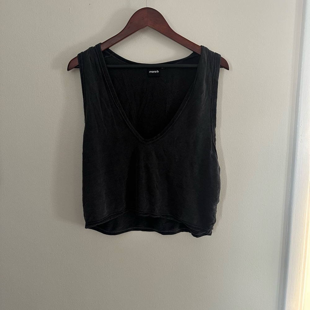 Mono B Black V-Neck Tank Top